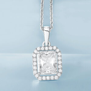 A diamond pendant necklace with chain.