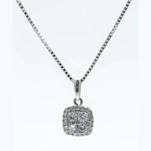 A diamond pendant necklace with chain.